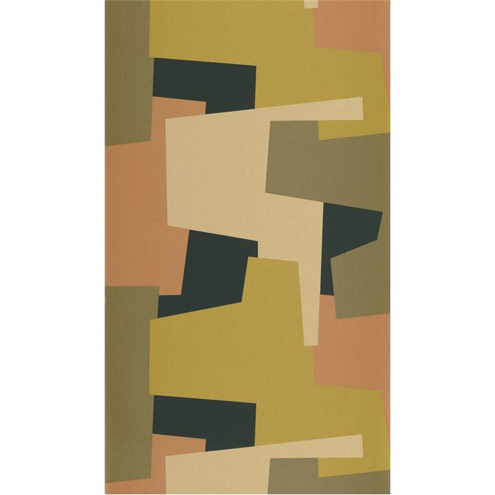 Casadeco|Papel pintado moderno con formas abstractas tonos cálidos|Papel Pintado