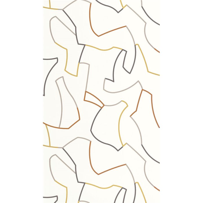 Casadeco|Minimalist labyrinth wallpaper in white and multicolor|Hospitality