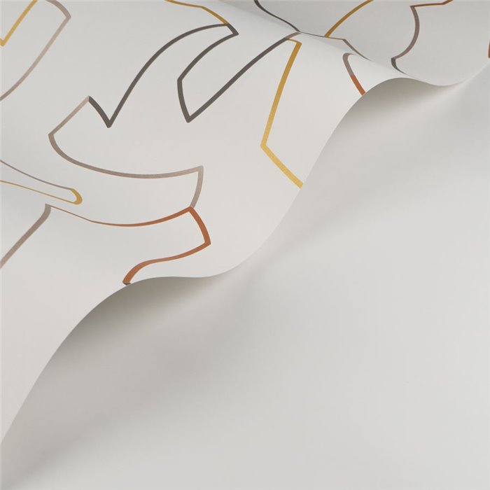 Casadeco|Minimalist labyrinth wallpaper in white and multicolor|Hospitality
