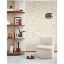 Casadeco|Papier peint style moderne beige et doré, motif labyrinthe|Minimaliste