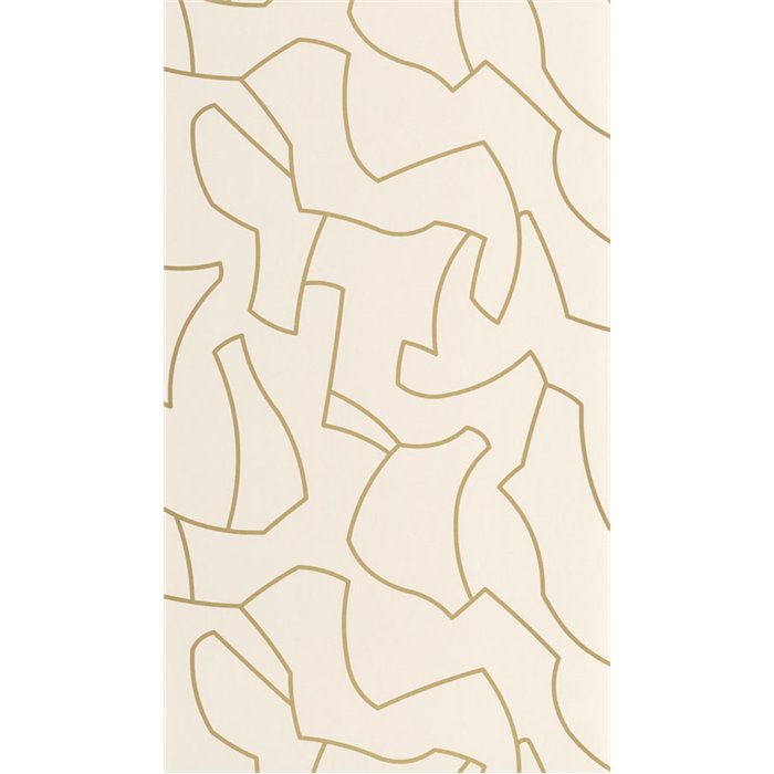 Casadeco|Modern beige and gold wallpaper with labyrinth pattern|Minimalist
