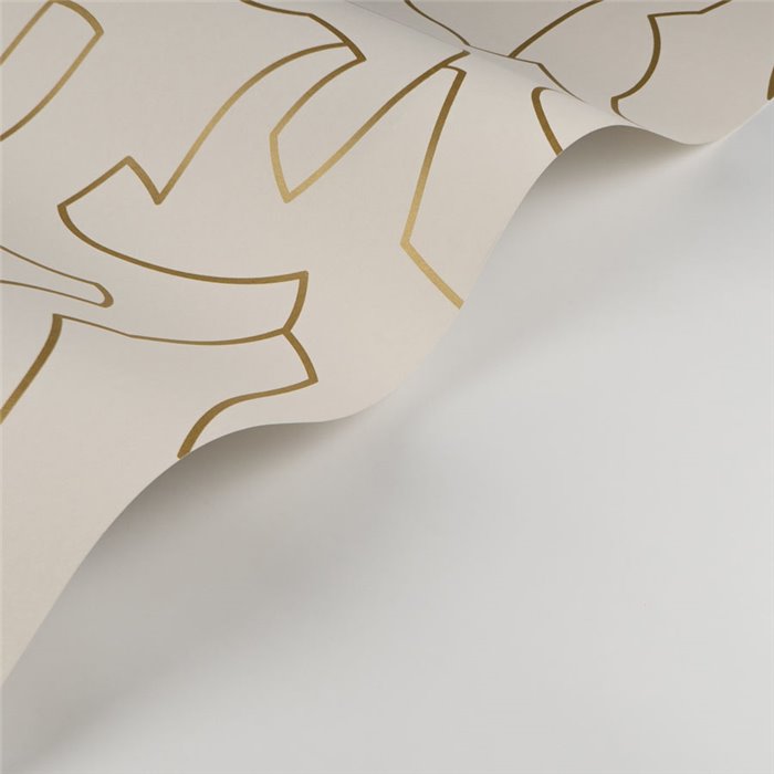 Casadeco|Modern beige and gold wallpaper with labyrinth pattern|Minimalist