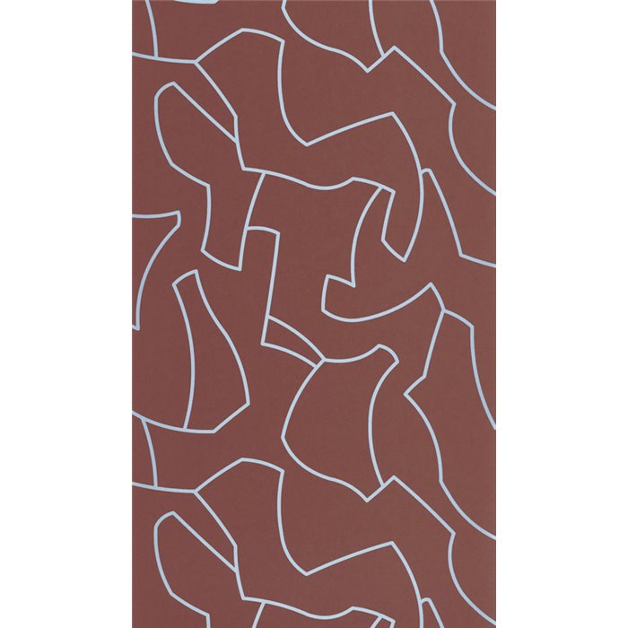 Casadeco|Modern red and silver wallpaper in labyrinth style|Hospitality