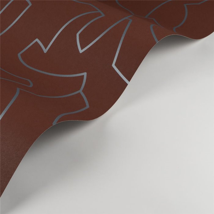 Casadeco|Papier peint moderne rouge et argenté en forme de labyrinthe|Hôtellerie