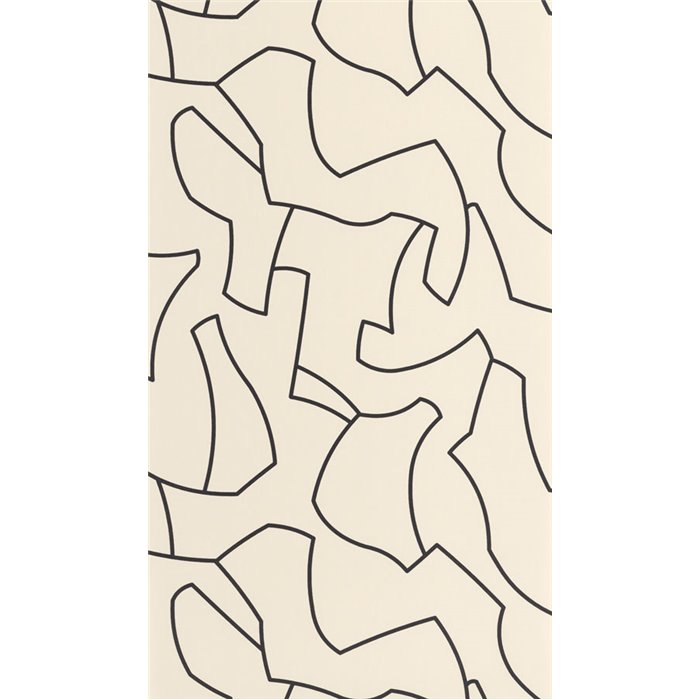 Casadeco|Minimalist beige and black labyrinth wallpaper for modern spaces|Hospitality