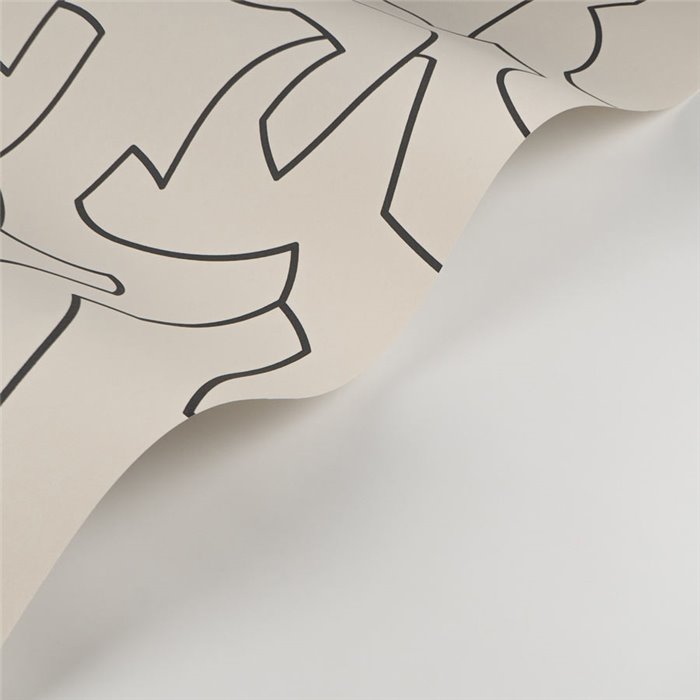 Casadeco|Papel pintado laberinto minimalista beige y negro para espacios modernos|Hosteleria