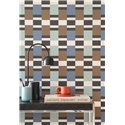 Casadeco|Papier peint rayures bleu et marron rétro moderne|Papier Peint