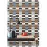 Casadeco|Papier peint rayures bleu et marron rétro moderne|Papier Peint