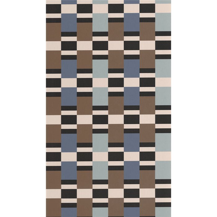 Casadeco|Papier peint rayures bleu et marron rétro moderne|Papier Peint