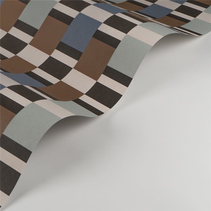 Casadeco|Papier peint rayures bleu et marron rétro moderne|Papier Peint