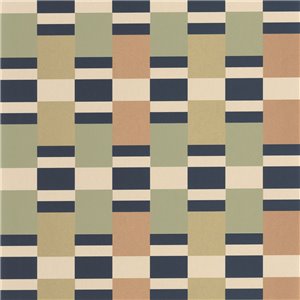 Casadeco|Papier peint rayures bleu et marron rétro moderne|Papier Peint