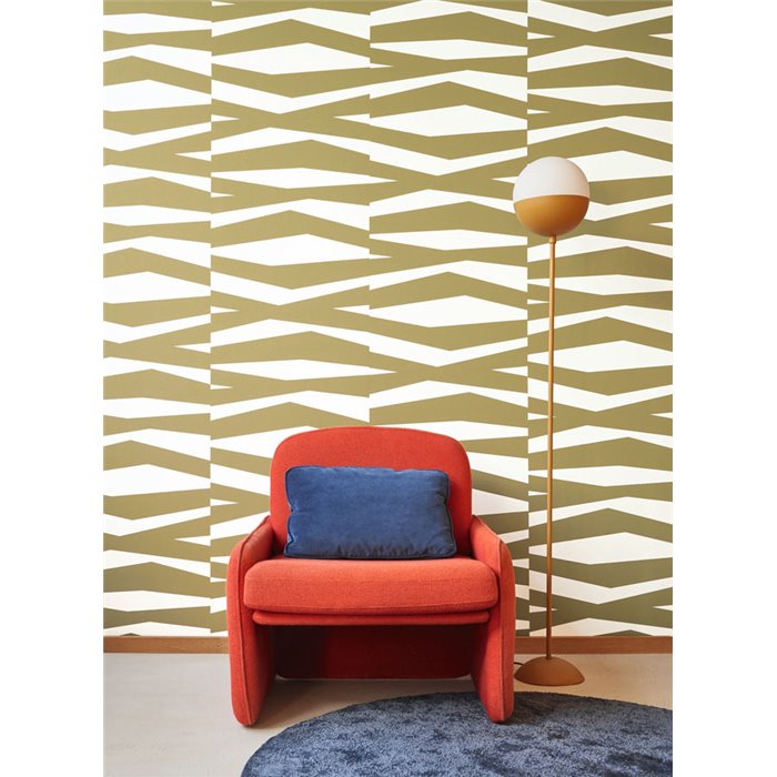 Casadeco|Modern wallpaper with green zebra-style stripes|Scandinavian