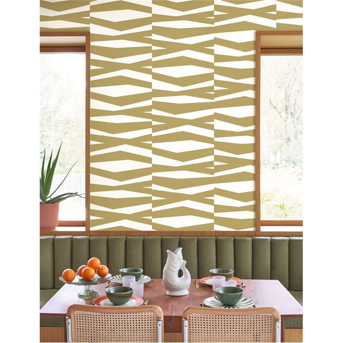 Casadeco|Modern wallpaper with green zebra-style stripes|Scandinavian