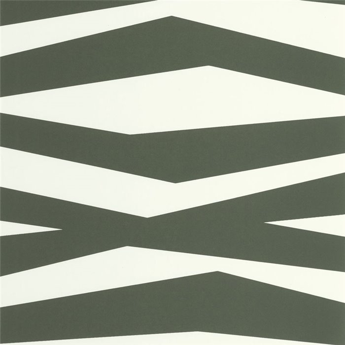 Casadeco|Papel pintado moderno patrón cebreado de rayas blanco y verde|Escandinavo