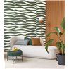 Casadeco|Papel pintado moderno patrón cebreado de rayas blanco y verde|Escandinavo
