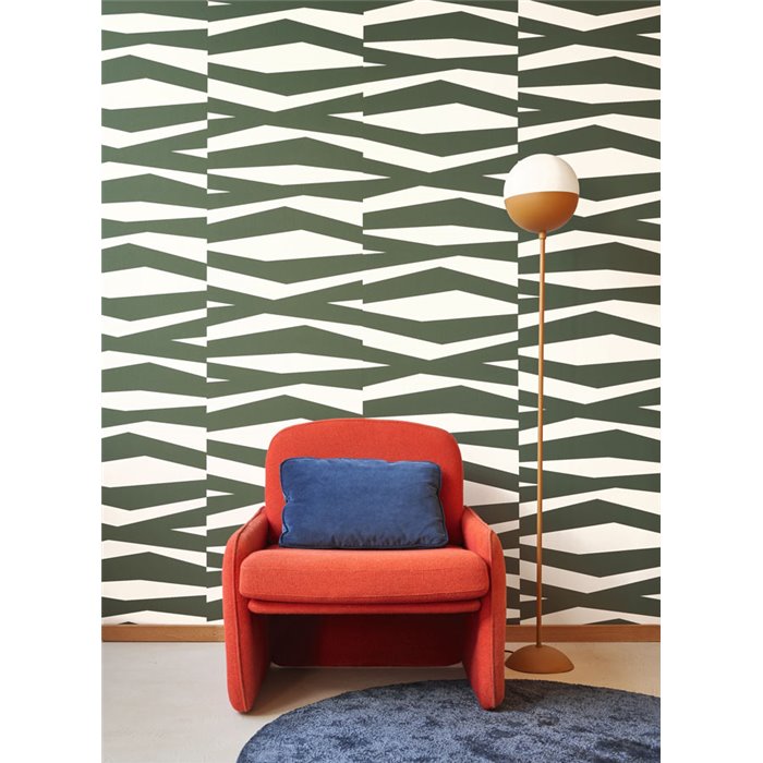 Casadeco|Papier peint moderne à rayures zébrées blanc et vert|Scandinave