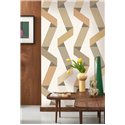 Casadeco|Modern beige wallpaper with original serpentine shapes|Modern