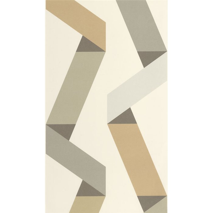Casadeco|Modern beige wallpaper with original serpentine shapes|Modern