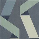 Casadeco|Modern wallpaper for living room or hospitality, blue zigzag streamers|Modern