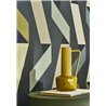 Casadeco|Modern wallpaper for living room or hospitality, blue zigzag streamers|Modern