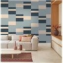 Casadeco|Papier peint moderne rayures beige et bleu|Géométrique