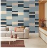 Casadeco|Papier peint moderne rayures beige et bleu|Géométrique