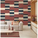 Casadeco|Modern beige and red living room striped wallpaper|Stripes