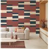 Casadeco|Papel pintado salón moderno rayas beige rojo|Rayas