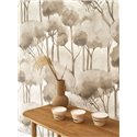 Papel pintado moderno bosque de pinos beige efecto acuarela - Casadeco Sentier des Dunes 200921024