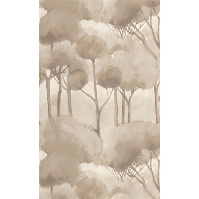 Casadeco|Moderne Tapete mit beigem Kiefernwald im Aquarell-Stil|Blumen