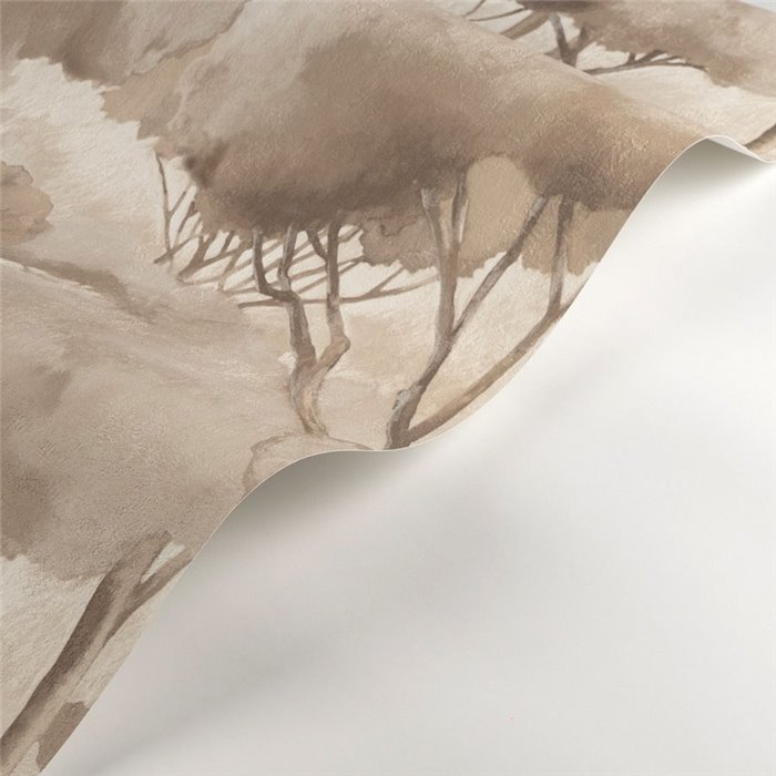 Casadeco|Moderne Tapete mit beigem Kiefernwald im Aquarell-Stil|Blumen