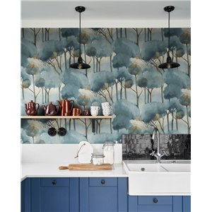 Casadeco|Moderne Wohnzimmer-Tapete mit grünem Kiefernwald|Blumen 2
