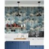 Casadeco|Papel pintado bosque de pinos efecto acuarela azul|Floral