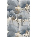 Casadeco|Papel pintado bosque de pinos efecto acuarela azul|Floral