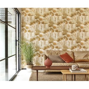 Khroma|Florale Tapete Beige und Grau mit Glanzakzenten|Tapeten 2