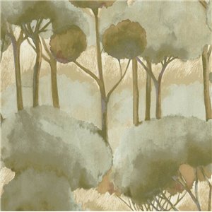 Casamance|Waldlandschaft Tapete beige-braun Aquarellstil|Figurative