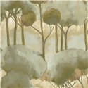 Casadeco|Modern style wallpaper with watercolor green pine forest|Floral