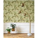 Casadeco|Moderne Stil-Tapete mit grünem Kiefernwald im Aquarell-Stil|Blumen