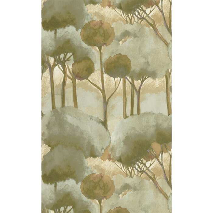 Casadeco|Modern style wallpaper with watercolor green pine forest|Floral