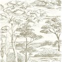 Casadeco|Mediterrane Landschaftstapete mit Kiefern in Weiß und Grün|Blumen