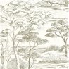 Casadeco|Papel pintado paisaje mediterráneo con pinos blanco y verde|Floral