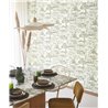 Casadeco|Mediterranean landscape wallpaper with white and green pines|Floral