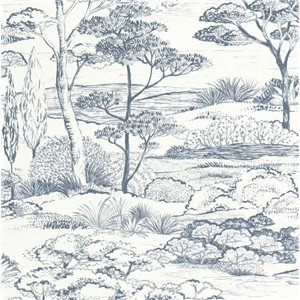 Borastapeter|Papier peint illustrations botaniques et humaines bleu gris|Figuratif