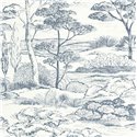 Casadeco|Mediterranean coastal landscape wallpaper with white and blue pines|Rustic