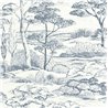 Casadeco|Papier peint paysage côtier méditerranéen avec pins blancs et bleus|Rustique