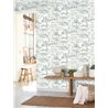 Casadeco|Papier peint paysage côtier méditerranéen avec pins blancs et bleus|Rustique