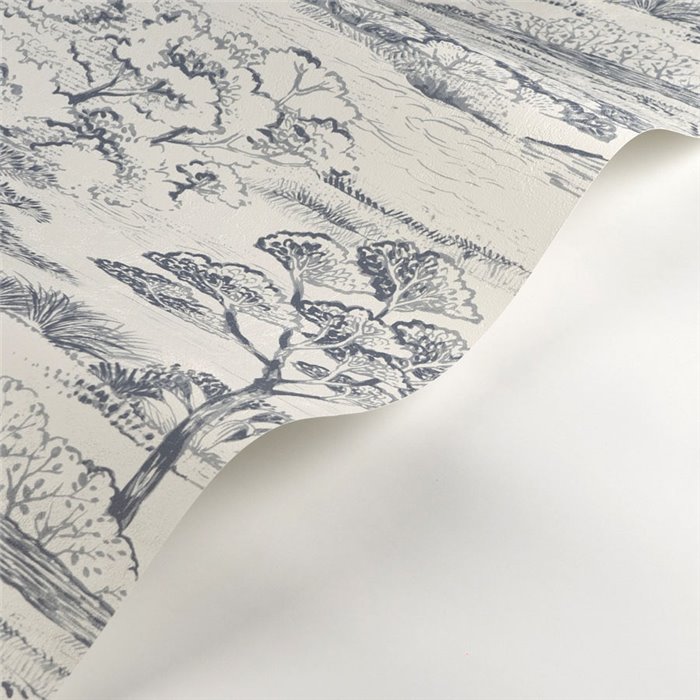 Casadeco|Mediterranean coastal landscape wallpaper with white and blue pines|Rustic