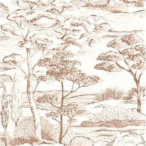 Casadeco|Papier peint paysage avec pins noir et blanc style méditerranéen|Floral
