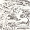 Casadeco|Papier peint paysage avec pins noir et blanc style méditerranéen|Floral