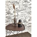 Casadeco|Papier peint paysage avec pins noir et blanc style méditerranéen|Floral